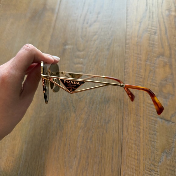 Prada Aviator Sunglasses — PR A50S — Gold/Brown - Picture 3 of 9